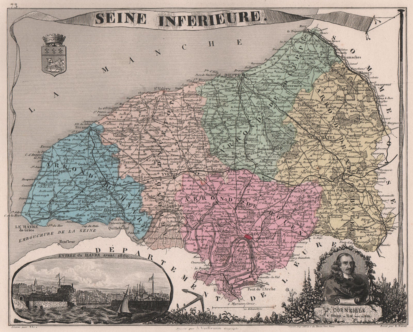 SEINE-MARITIME/-Inférieure département. Le Havre. Corneille. VUILLEMIN 1879 map
